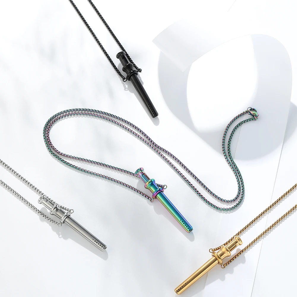 Breathing Resistance Whistle Necklace Stainless Steel Anxiety Breathing Necklace Meditation Jewelry for Stress Relief