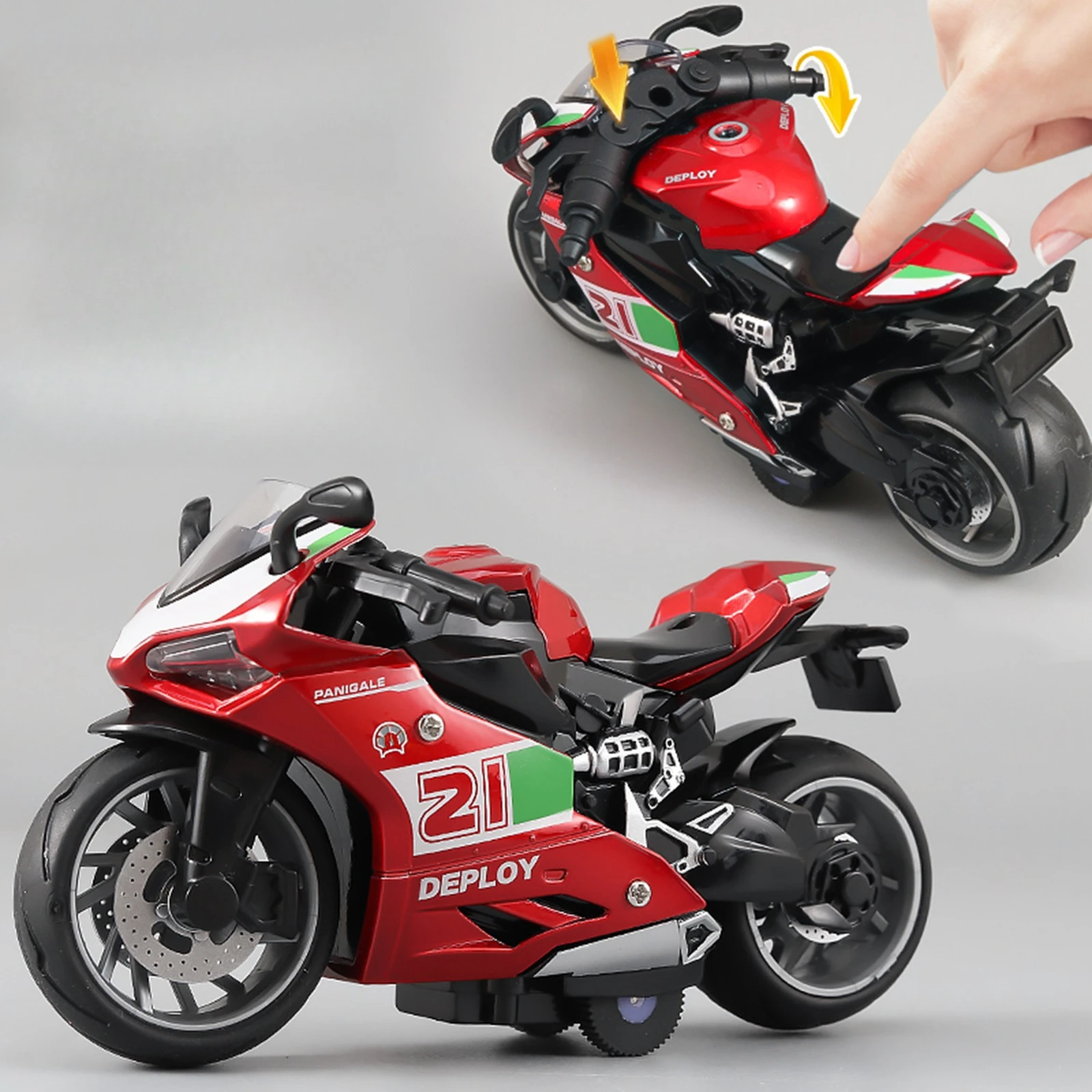 

1: 14 simulation Ducati BMW Kawasaki alloy motorcycle model with sound and light feedback, cake baking decorations and ornaments