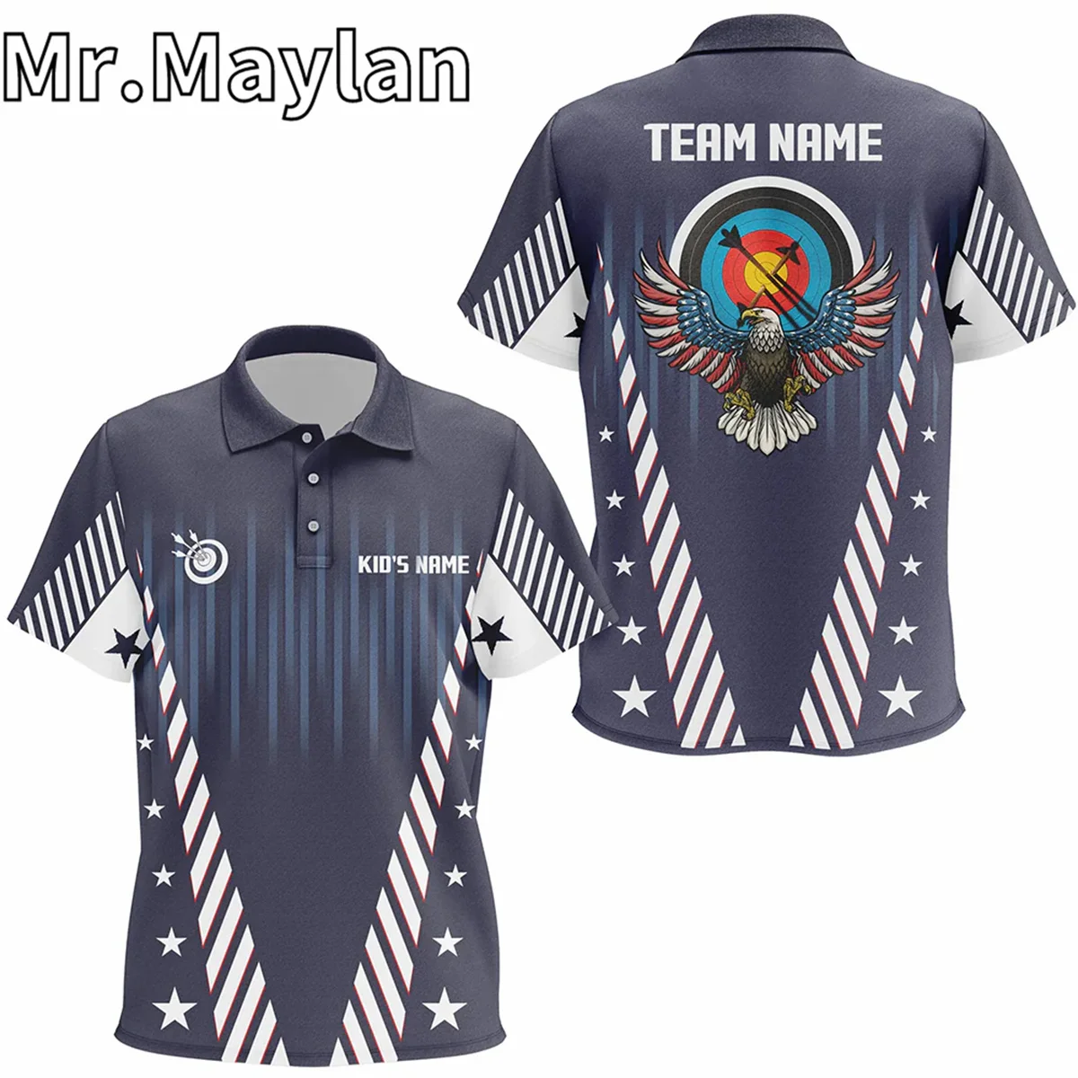 3D Personalized Arrow Bow Archery Polo Shirts Men Women Custom US Flag Archery Championship Shirts Gifts For Archery Lovers Tops