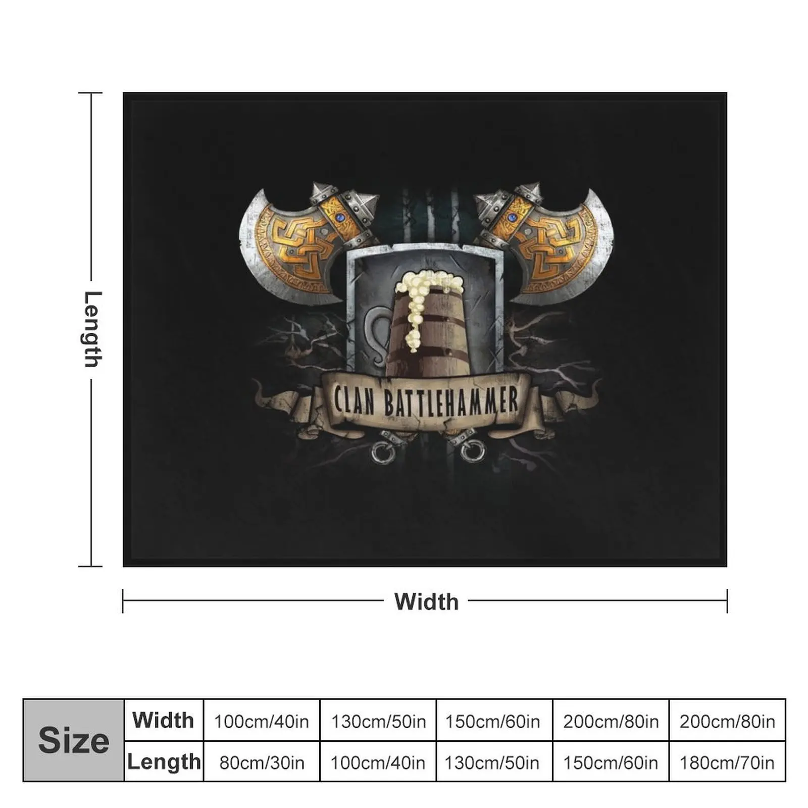 Clan Battlehammer Mithral Hall Dwarf Faerun Fourthpeak Frost Hills Throw Blanket bed plaid Nap Blankets