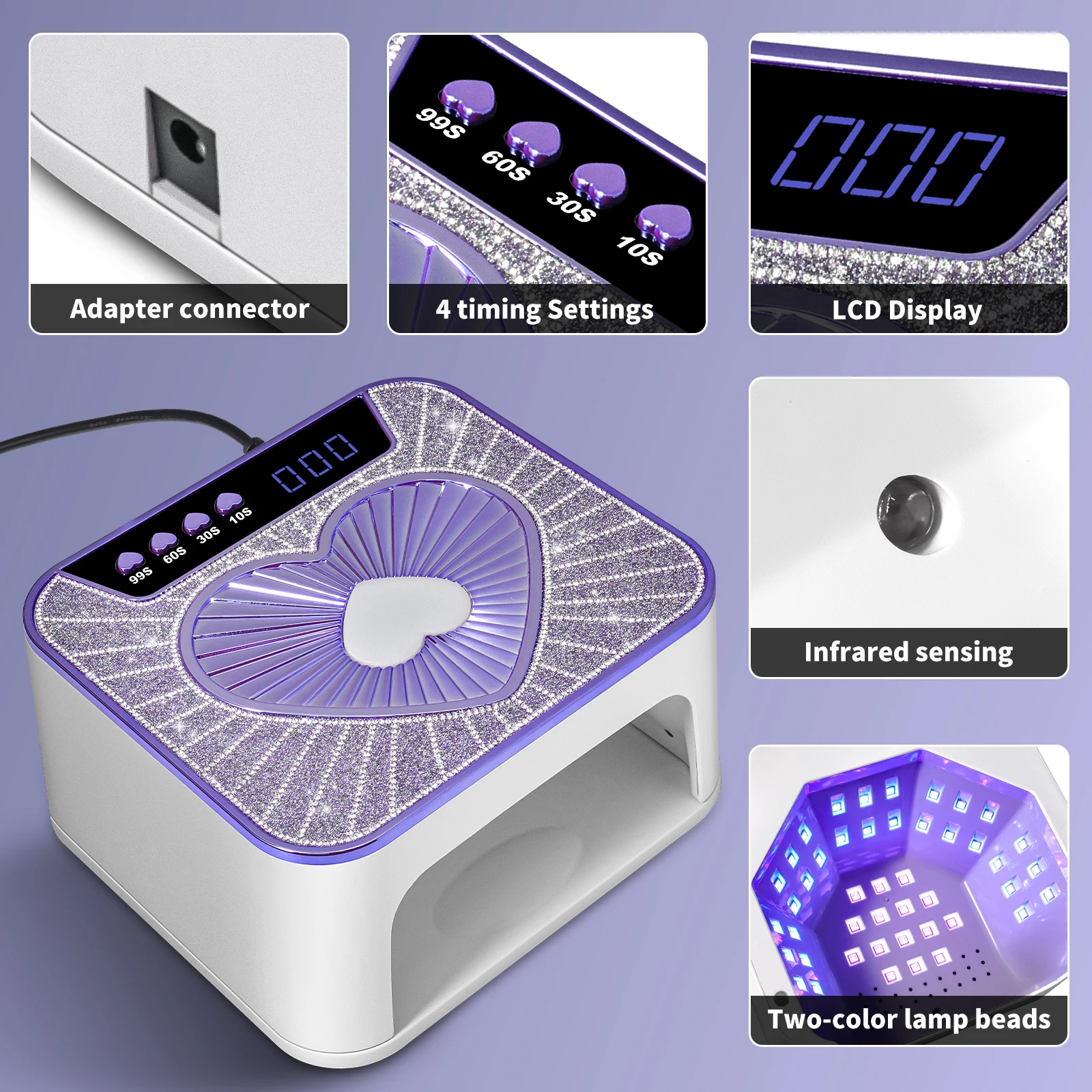 プロフェッショナル UV LED ネイルドライヤー 45 ランプビーズジェルネイルポリッシュ UV ネイルライトタイマー付き自動センサーマニキュアツール