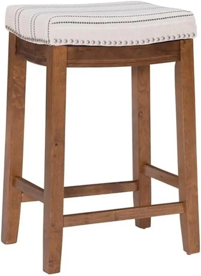 

Claridge Backl 26.5"" Counter Stool Striped Padded Wood Frame In Brown