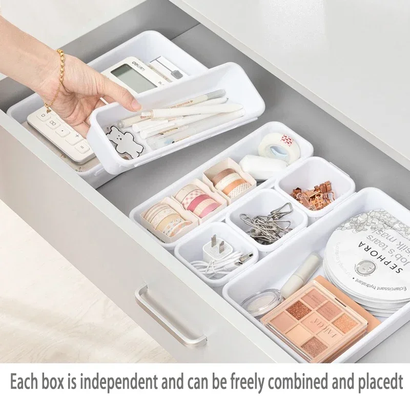 Desktop drawer storage box partition artifact can be freely combined with desktop eight piece set storage and organizing box