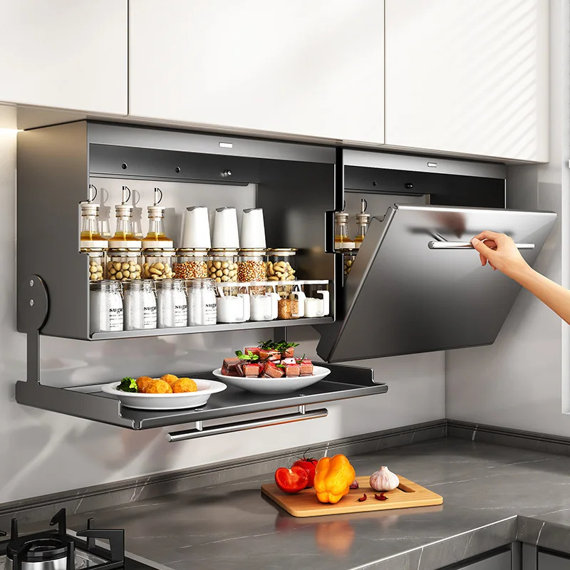 

Strictly selected kitchen rack, hanging cabinet, pull-down seasoning storage rack, double-layer folding magnetic wall-mounted