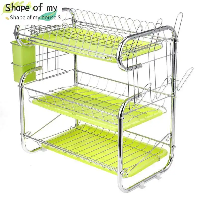 3 Tier Sink Dish Drying Rack Bowl Shelf Cutlery Holder Multi-layer Kitchen Storage Rack Shelf Plate  Chopboard Dish Rack