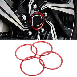 Wheel Center Caps Trim for Honda Civic 2020 -2016, Rims Center Caps Decoration Hubs Rings Aluminum Alloy 4Pcs (Red)