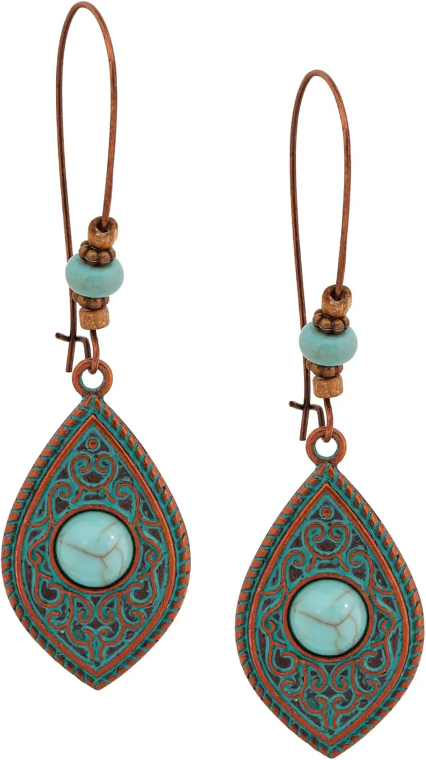 

Vintage Ethnic Boho Antique Turquoise Drop Earrings Gift for Women