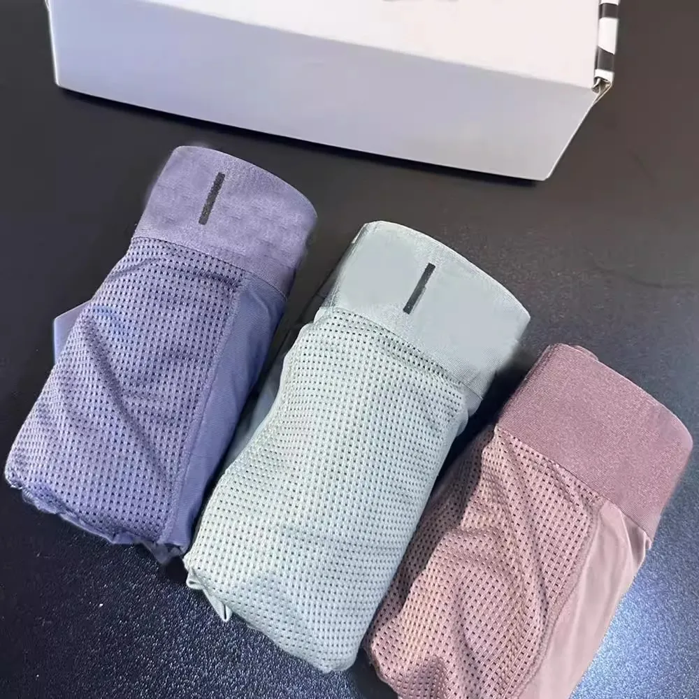 Men's Ice Silk Breathable Boxer Shorts Soft Skin-Friendly Mid-Waist Summer Underwear Comfortable Home Clothes Box of Three