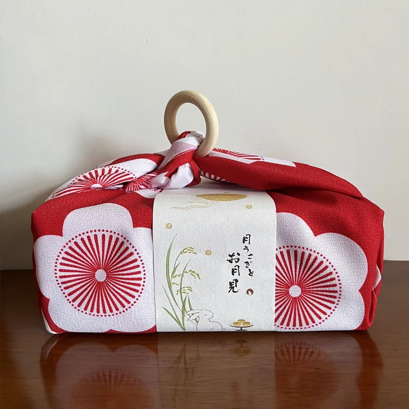 70x70cm Japanese Handkerchief Furoshiki Pastoral Floral Bento Wrapping Cloth New Year Wedding Festival Gifts Package Kerchief