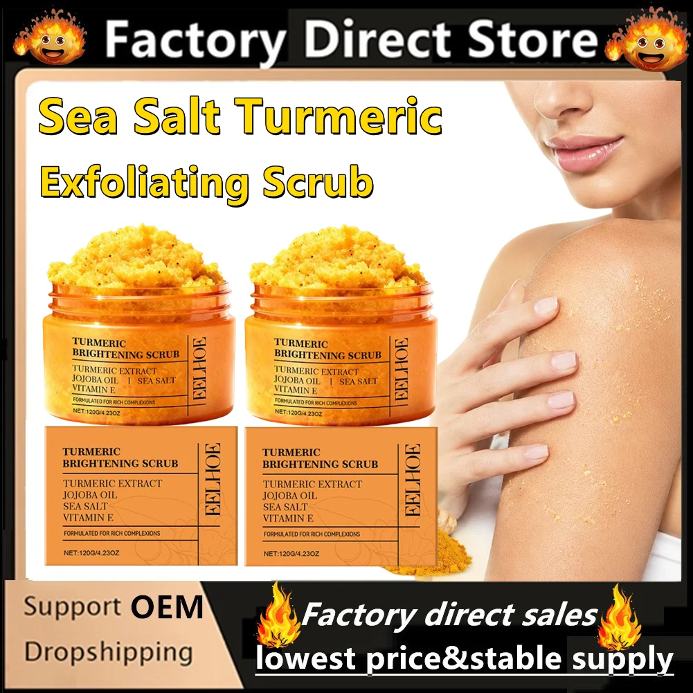 1/2/3Pcs Turmeric Sea Salt Exfoliating Scrub Lighten Skin Brightening Products Full Body Cleaning Dead Skin Remover Smooth Skin