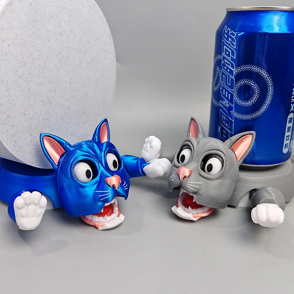 3D Cat Coaster Tea Cup Holder with Funny Expression Gag Gift for Cat Lovers Fully Colored When a Glass Is Placed on Its Back