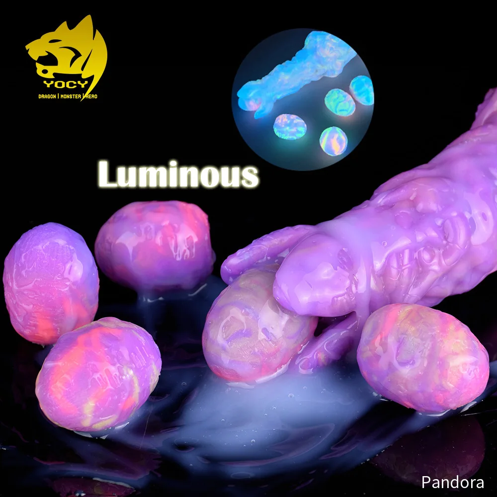 YOCY Luminous Ovipositor Toy Inflatable Silicone Anal Plug Vaginal Masturbator Fantasy Knot Dildo 7.9 inch Sex Toy For Women Men