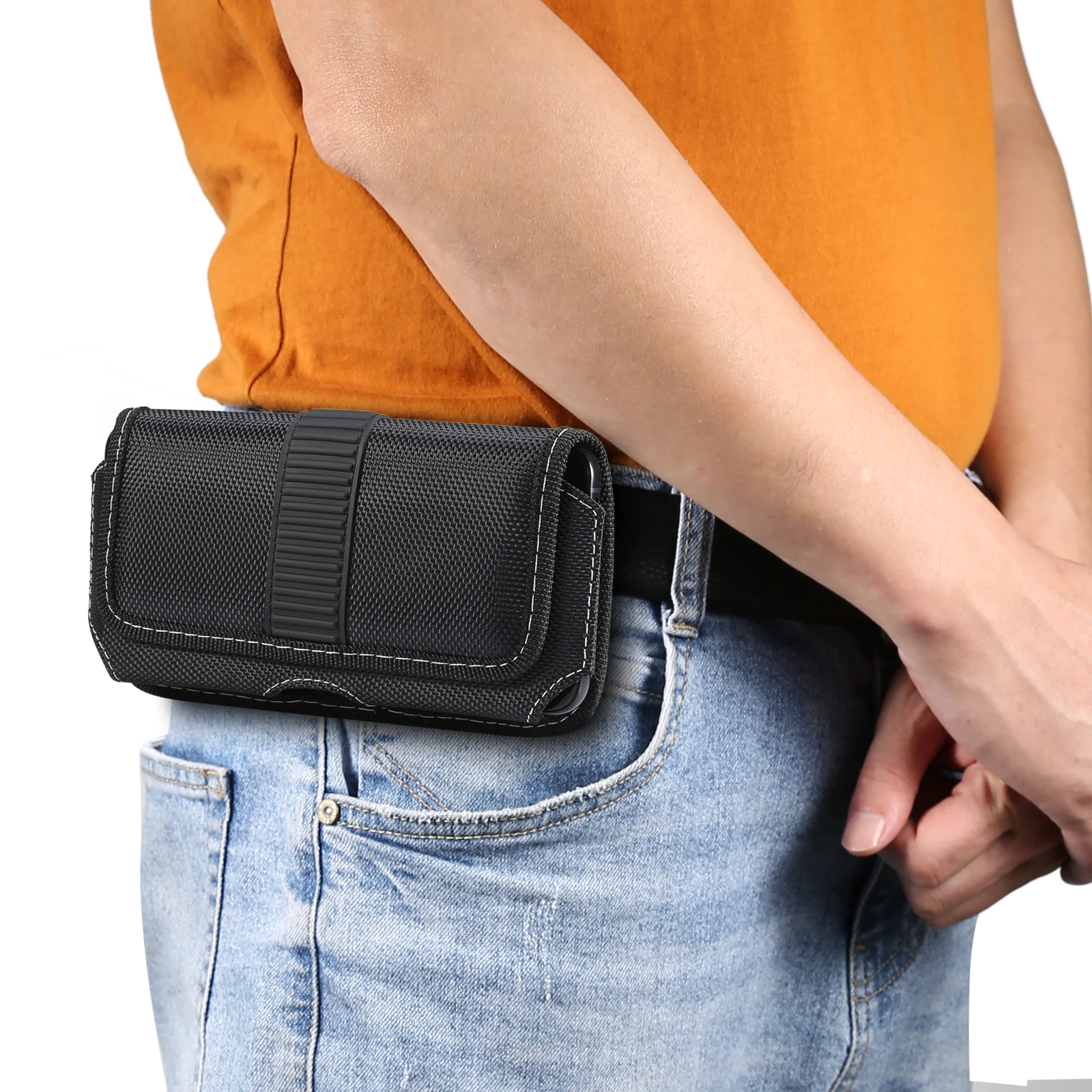 Nylon Phone Belt Clip Case Men Waist Bag Holder For Samsung Galaxy A15 A25 A35 A55 A13 A23 A33 A12 A22 A32 A52 A51 Holster Pouch