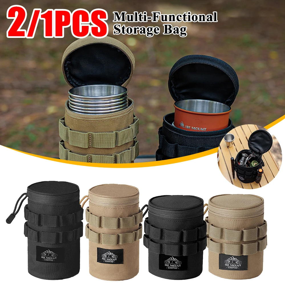 

1/2 шт., сумка для хранения чашки с водой для кемпинга, портативная сумка для хранения фонарей, ткань Оксфорд 600D, многофункциональный органайзер для уличных инструментов