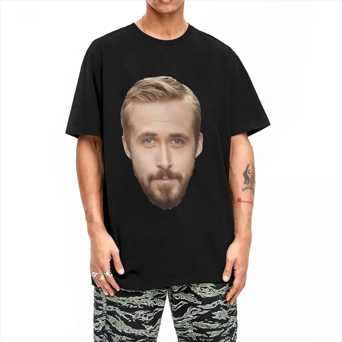 Ryan Gosling-T-shirt manches courtes col rond homme, 100% coton, cool, sexy, lunettes, visage, grande taille
