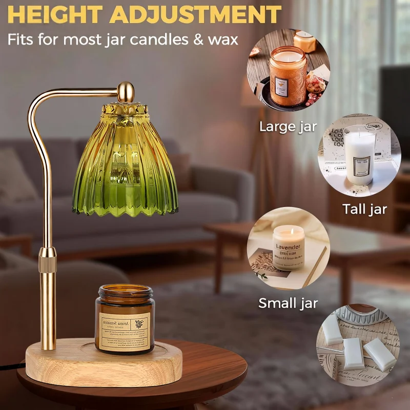 50W Dimmable Candle Warmer Lamp with Timer Adjustable Glass Cozy for Bedroom Home Decor - Warm Adjustable Candle Light