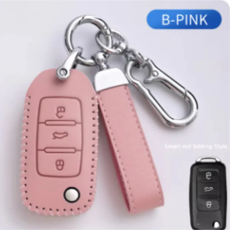

For Volkswagen VW Polo Golf Passat Tiguan Beetle Caddy T5 Up Eos Skoda Octavia Seat Leon Altea Leather Car Remote Key Case Cover