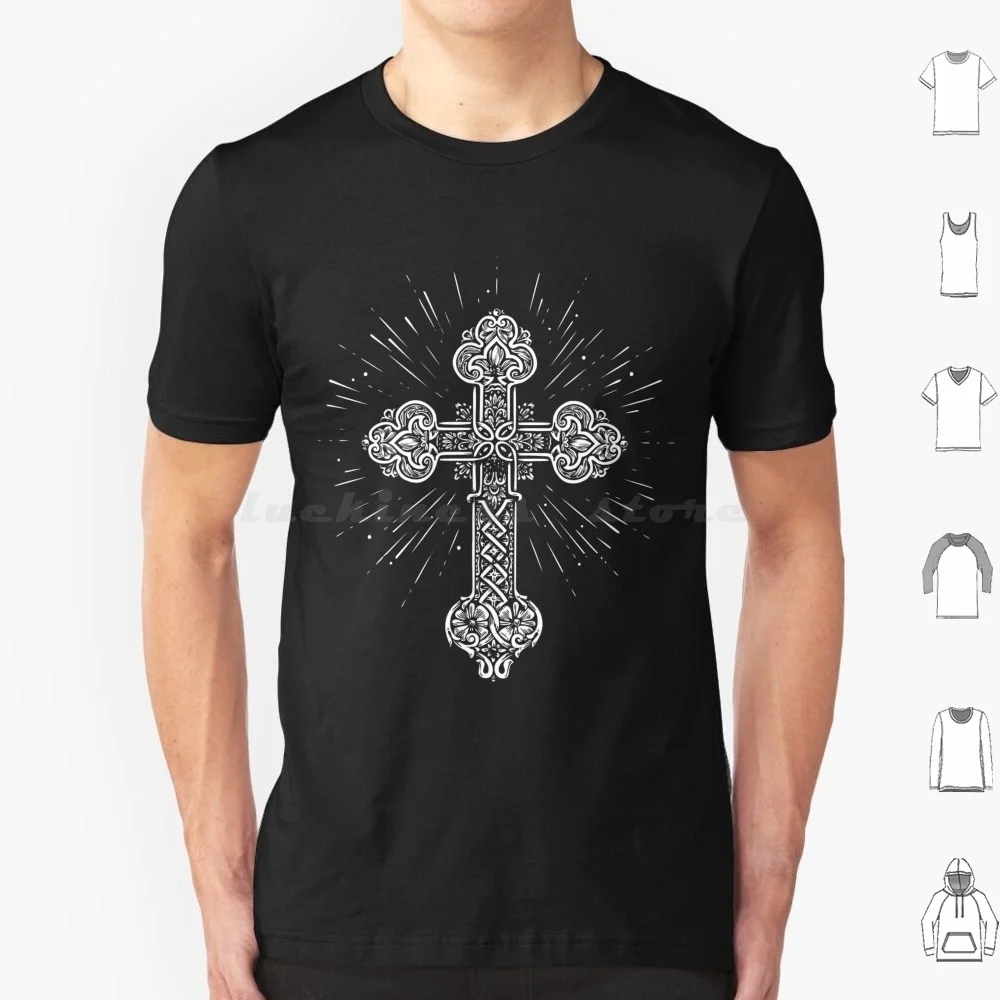 Ornamental Orthodox Christian Cross T Shirt Cotton Men Women DIY Print Orthodox Christian Jesus Church Cross Christianity God