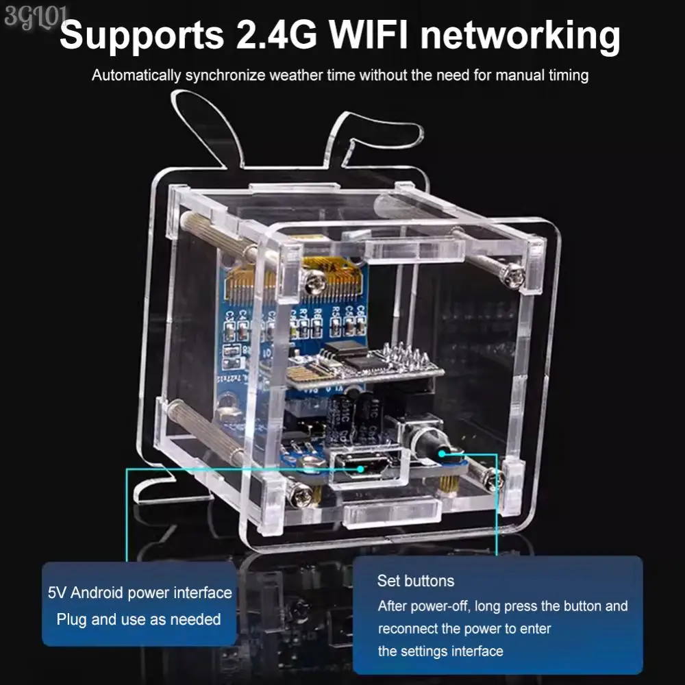 Комплект мини-часов для прогноза погоды ESP8266, 0,96 дюйма, OLED-дисплей, электронный комплект «сделай сам» с поддержкой сетей Wi-Fi 2,4 ГГц