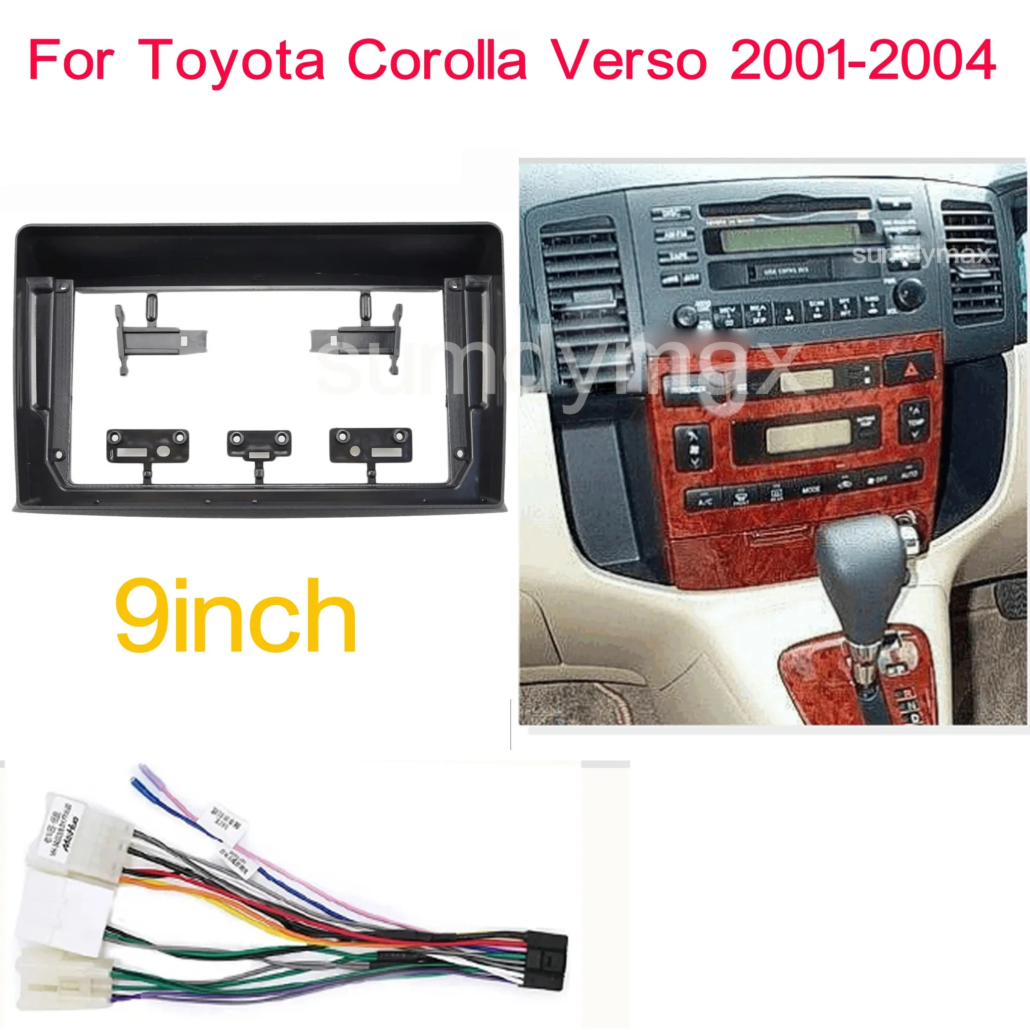 2din 9 inch Car radio frame For TOYOTA Corolla Spacio 2001-2007 Dash Panel Frame Trim Insta Multimedia player llation Kit