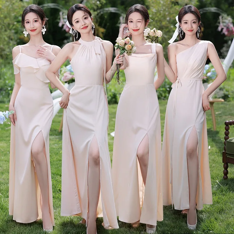 

Elegant Bridesmaid Dresses Champagne Spaghetti Strapless Prom Cocktail Sown Bride Maid Dresses Maid of Honor Dress