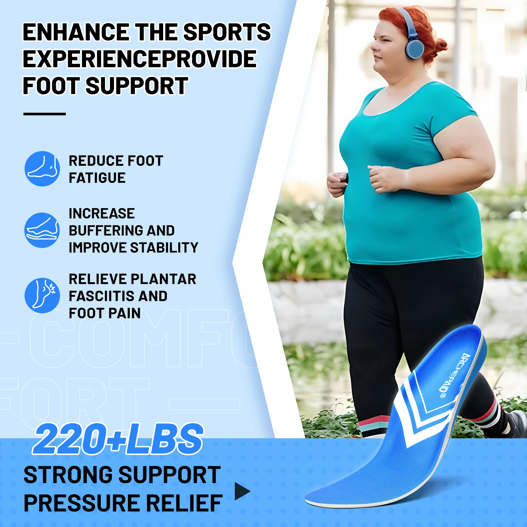 【Foot Pain Relief】Professional Arch Support Insoles - For Plantar Fasciitis, Heel Pain & Flat Feet