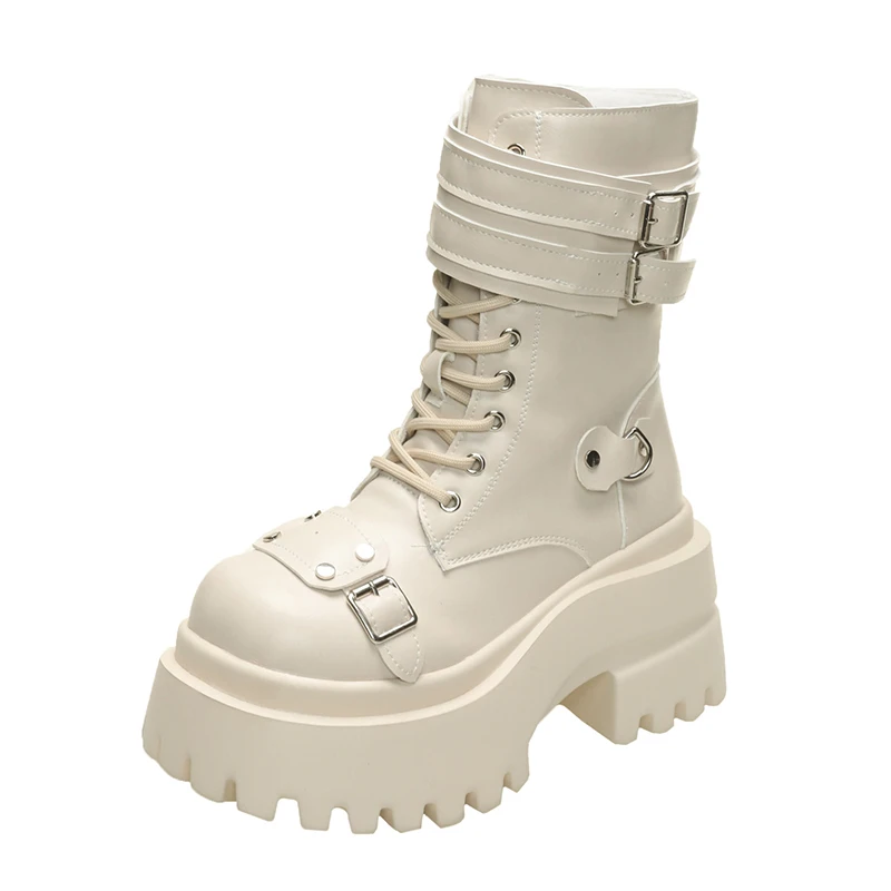 

9cm Autumn Luxury Winte Platform Women Ankle Boots Gothic Style Cool Women Combat Boots Brand New Street Women Shoe Booties