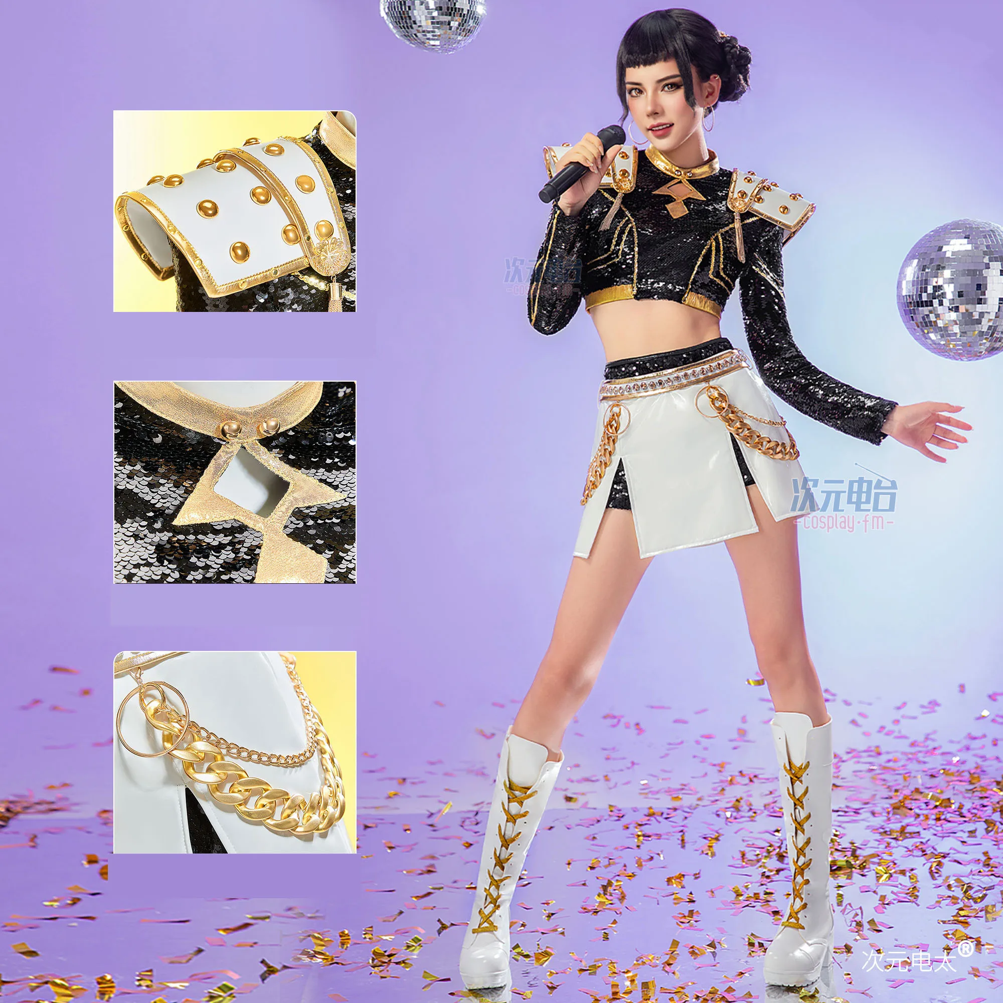 

KPop охотники на демонов Zoey костюмы для косплея женский сексуальный топ с блестками кожаная юбка костюм Хэллоуин карнавальная сценическая одежда