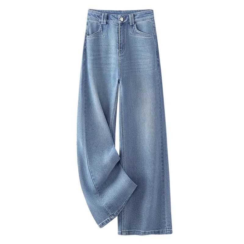 جينز ضيق بألوان فاتحة للنساء، التنقل في الخريف، التخسيس، أزياء صغيرة، سراويل مستقيمة فضفاضة متعددة الاستخدامات