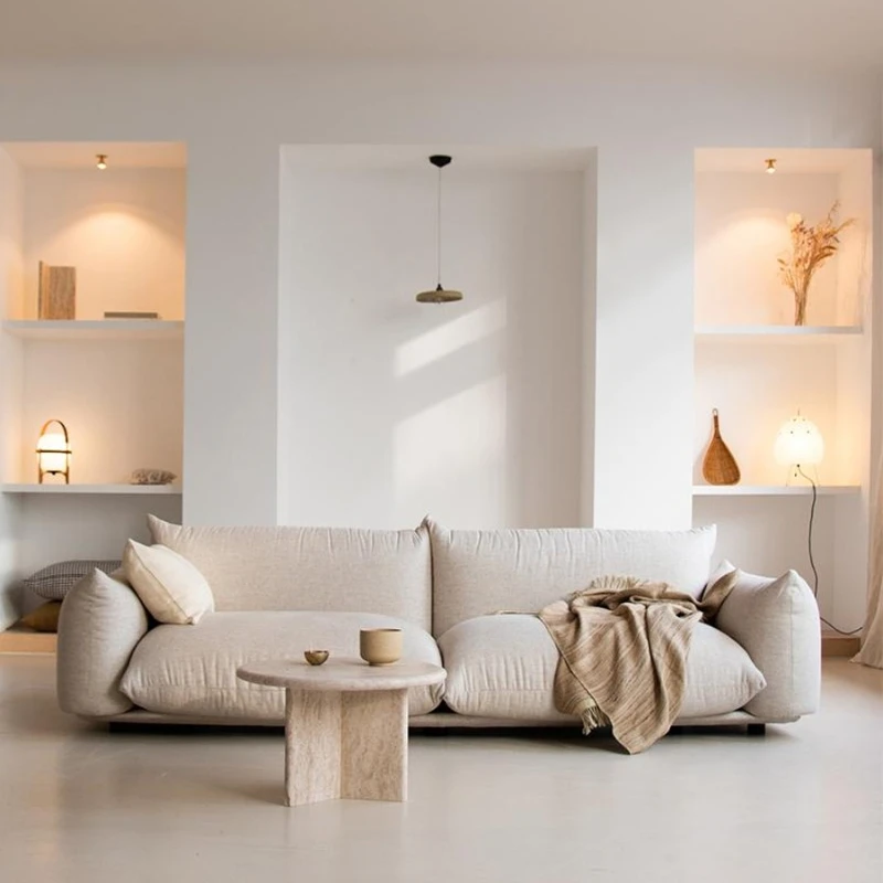 

Sofa creative floor-to-ceiling bread sofa cream wabi three-person sofa