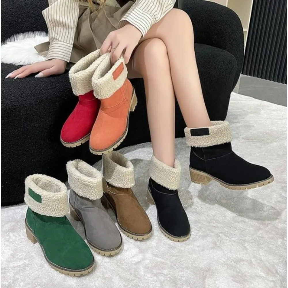 

Women Winter Fur Warm Snow Boots Ladies Warm wool booties Ankle Boot Comfortable Shoes plus size 36-43 Casual Women Mid Boots