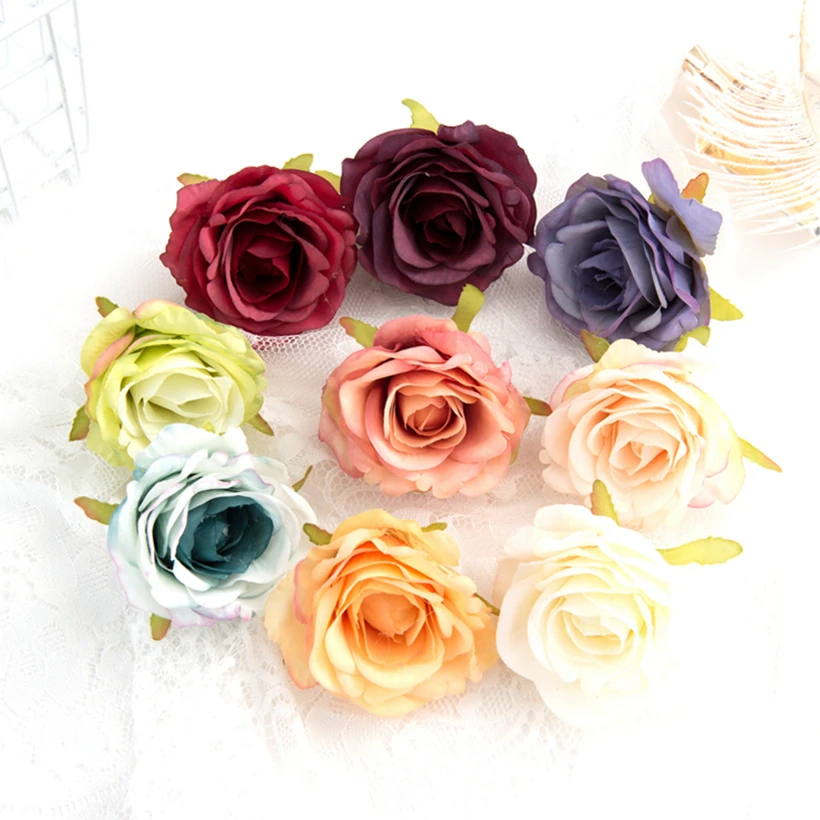 

5Pcs Artificial Flowers Wedding Decoration Bridal Bouquet Material Outdoor Garden for Home Christmas Garland Fake Silk Red Roses