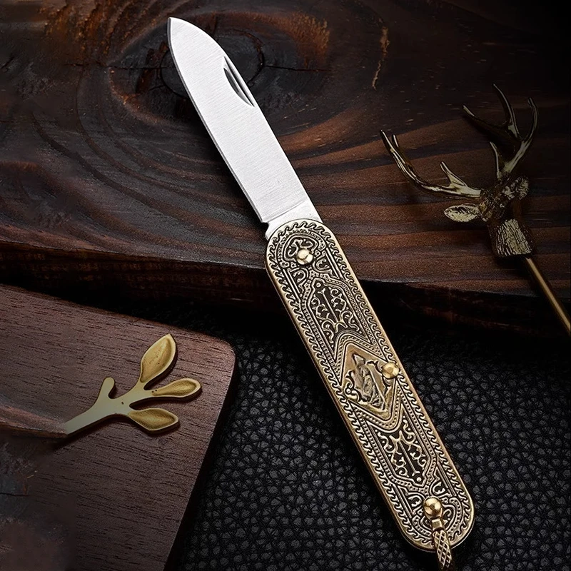 

Portable Pocket Folding Knife Full Metal Material Keychain Accessory Outdoor Travel Camping Cutting Tool Holiday Gift