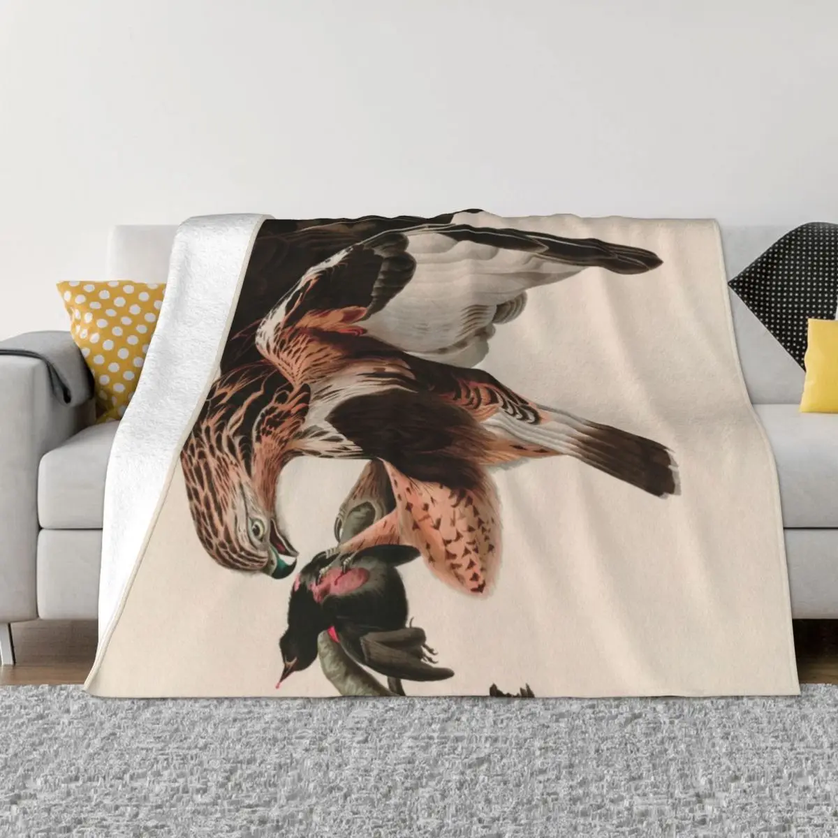 

Birds of America Audubon Rough-legged Falcon Illustration Bird Lovers Gift Throw Blanket Nap Blanket Plush