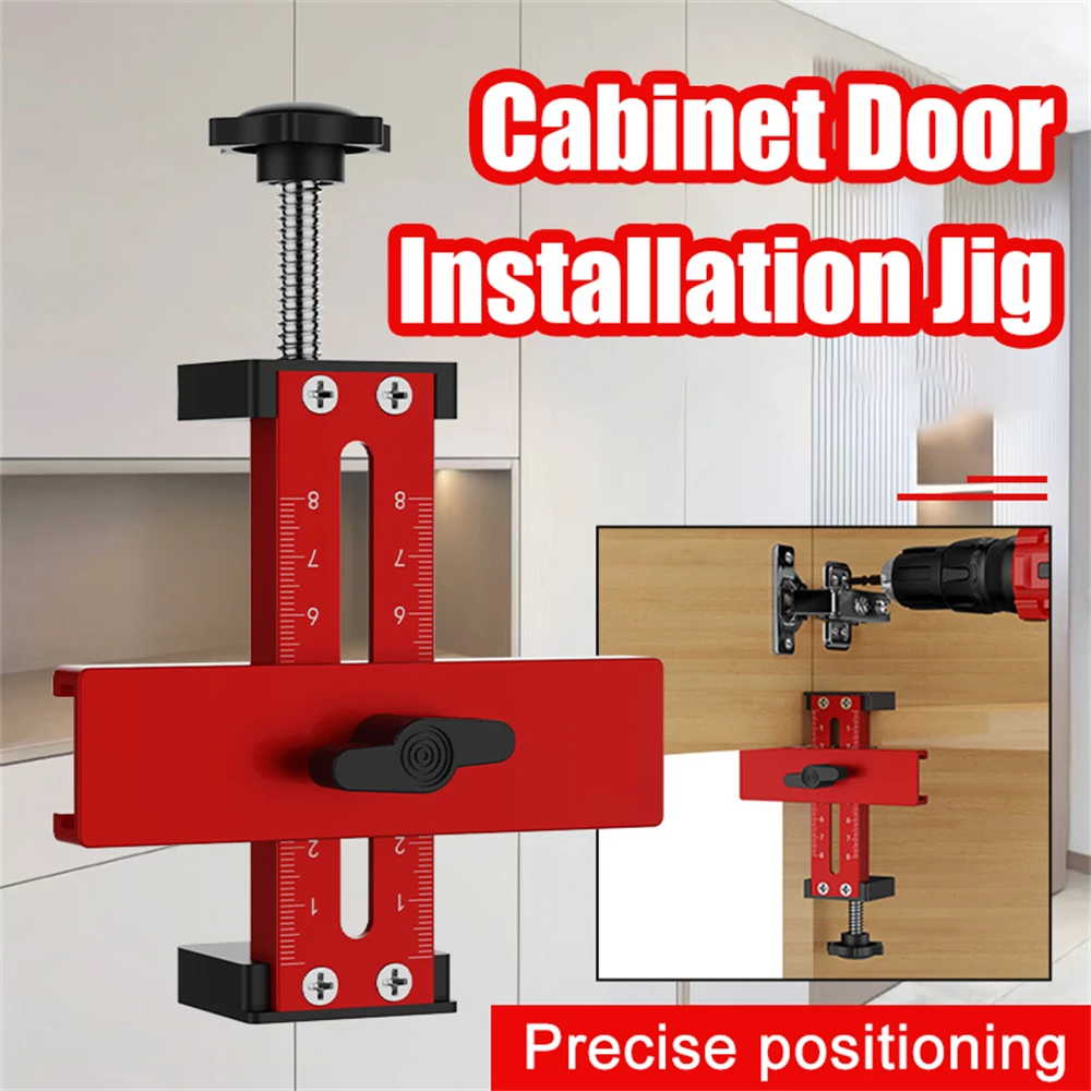 Woodworking Cabinet Door Installation Jig,Cabinet Closet Door Quick Positioning Tools, Aluminum Adjustable Clamping Range 80mm