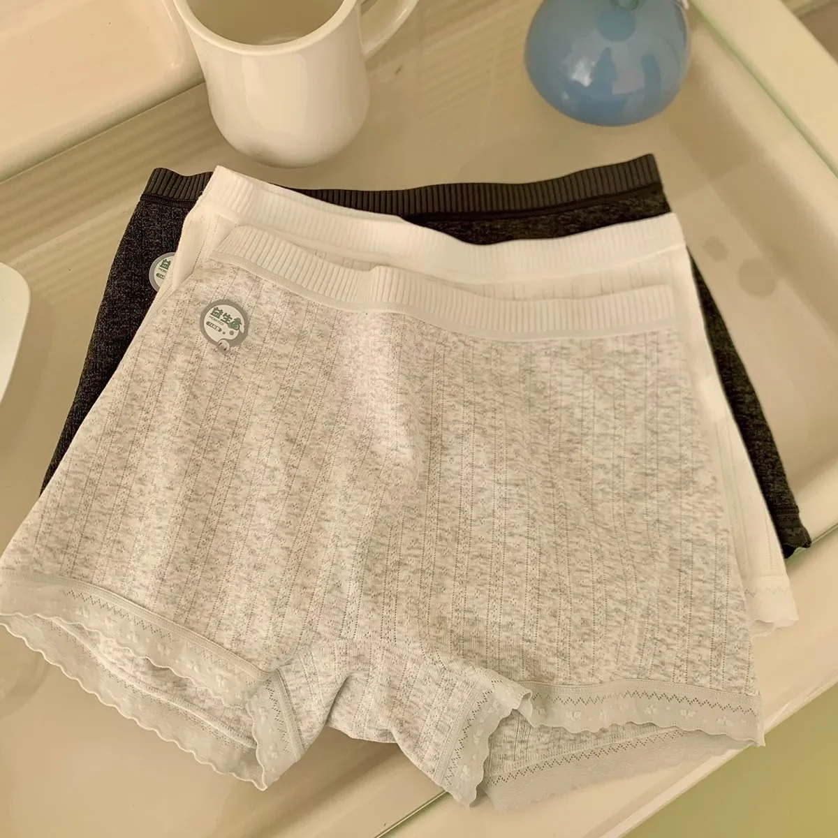 SP&CITY Summer Cotton Safety Shorts Low Waist Breathable Seamless Underwear for Women Lace Traceless Soft Daily Comfort Panties