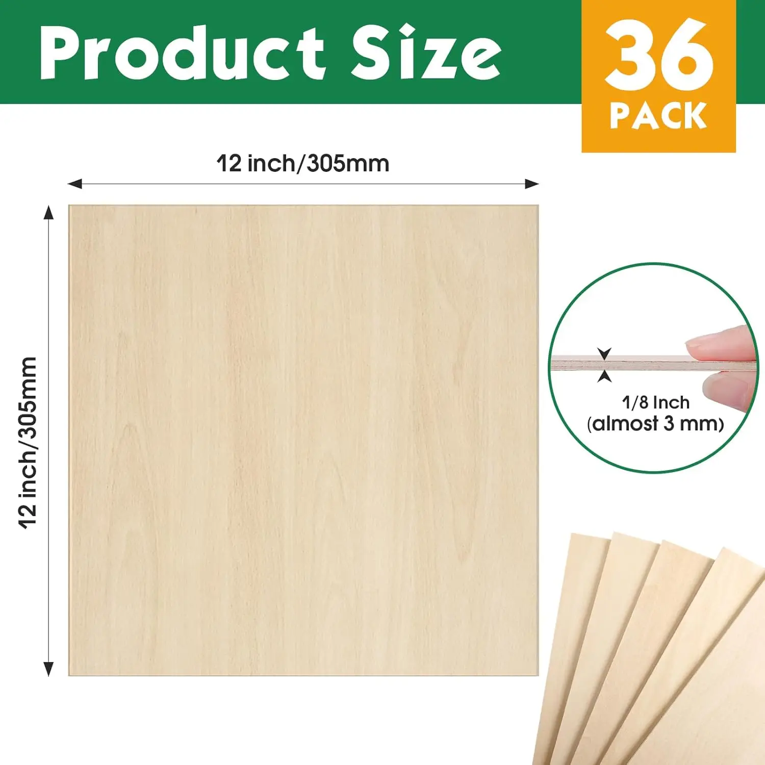 36 Pack 1/8 Inch Basswood Sheets for Crafts, Laser Cutting, Wood Burning & Model Making