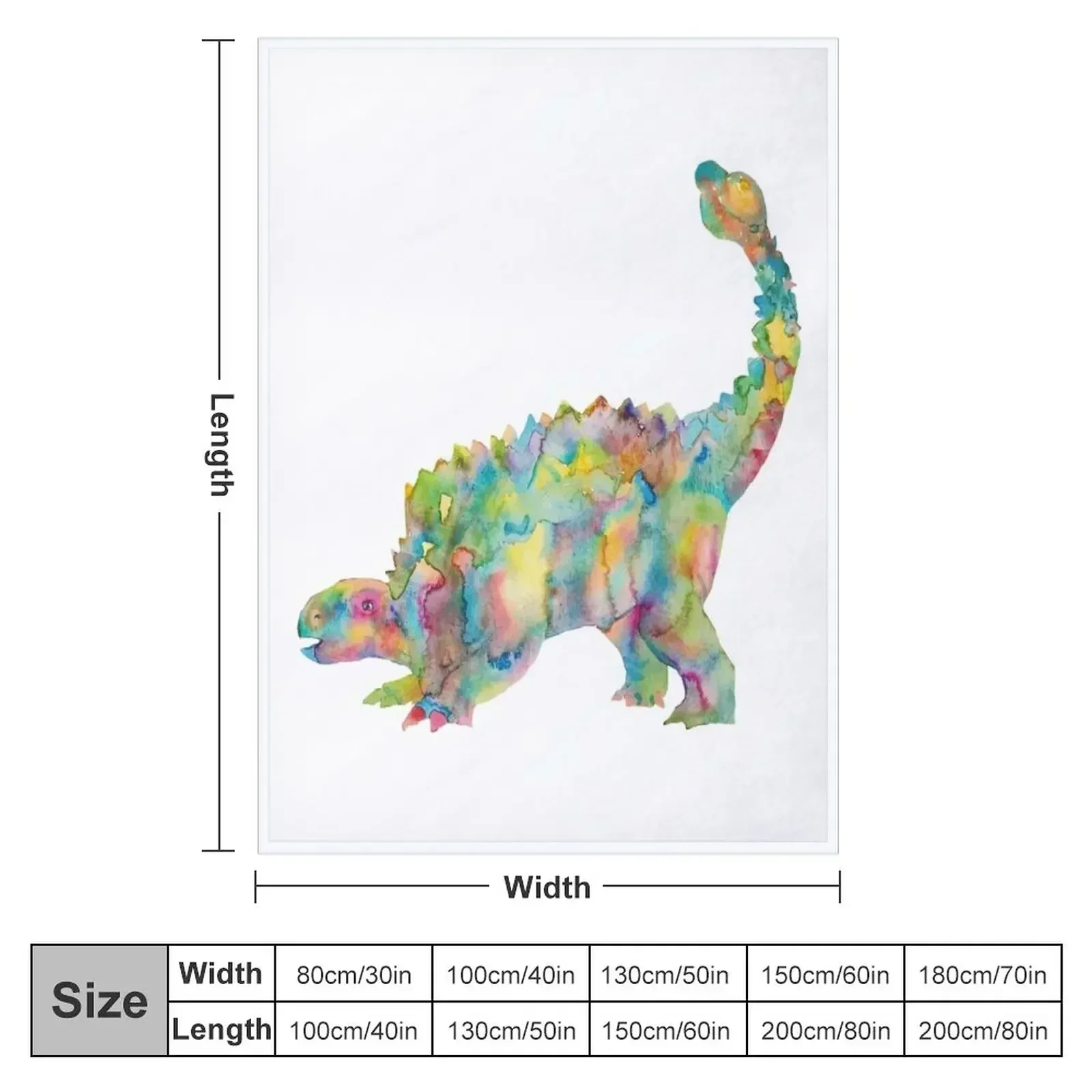 Ankylosaurus dinosaur painting watercolour Throw Blanket couch cozy soft plush fuzzy picnic outdoor blanket