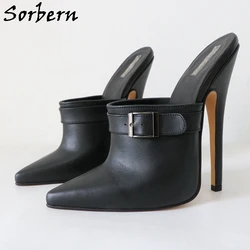 Sorbern punta a punta matura donna muli scarpe tacco alto pompa Slip On tacchi a spillo 16Cm cinturino con fibbia taglia 9.5 scarpe colori personalizzati