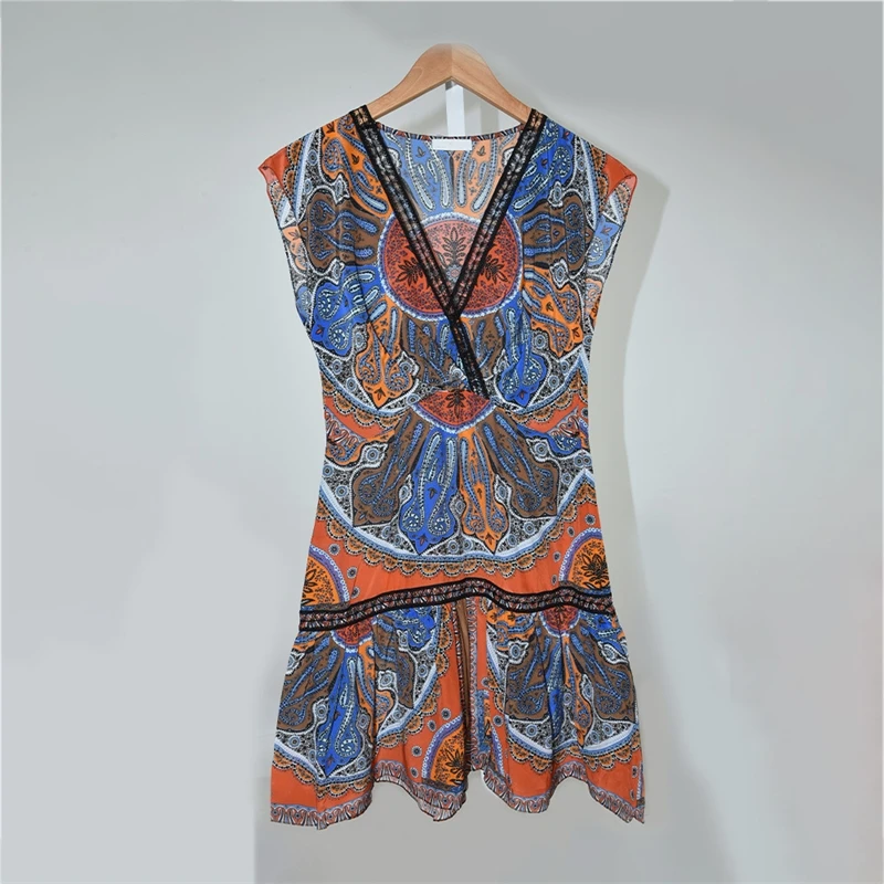 Primavera verão fino ajuste em camadas sem mangas curto com decote em v vestido para senhoras moda roupas casuais praia festa uso diário