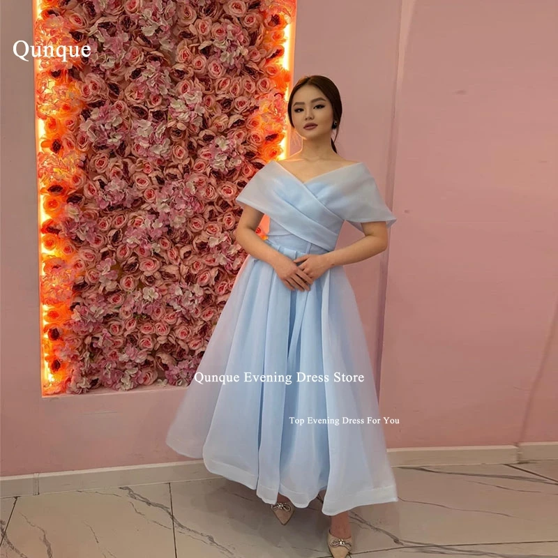 

Qvala Off The Shoulder Sleeves Роскошное вечернее платье размера плюс из органзы длиной до пола, платья для выпускного вечера Vestidos De Noche по индивидуальному заказу
