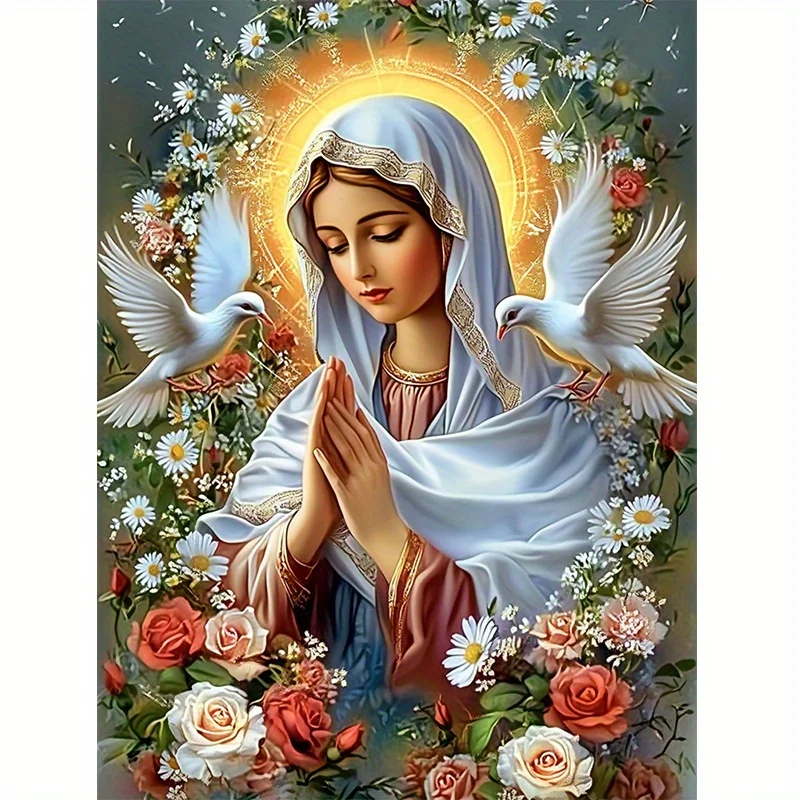 Peinture au diamant, portrait religieux dévotionnel, mosaïque, œuvre d'art faite à la main, diamants ronds/carrés complets, cadeau, décoration intérieure