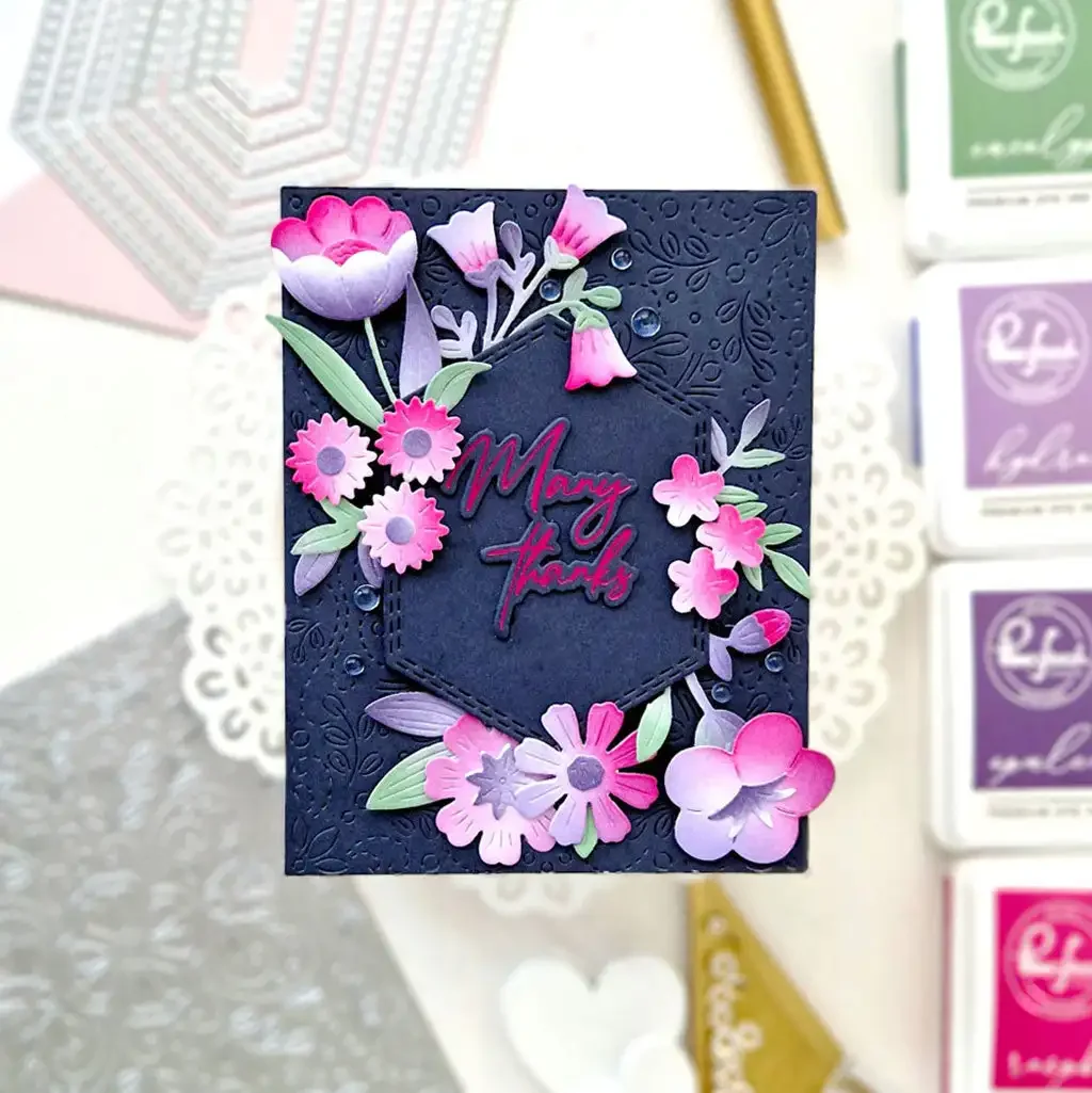 Pink New Metal Cutting Dies Festivals Greeting Card Making Fresh Nested Rectangles Postage Edge Die DIY Scrapbooking Diary Stamp