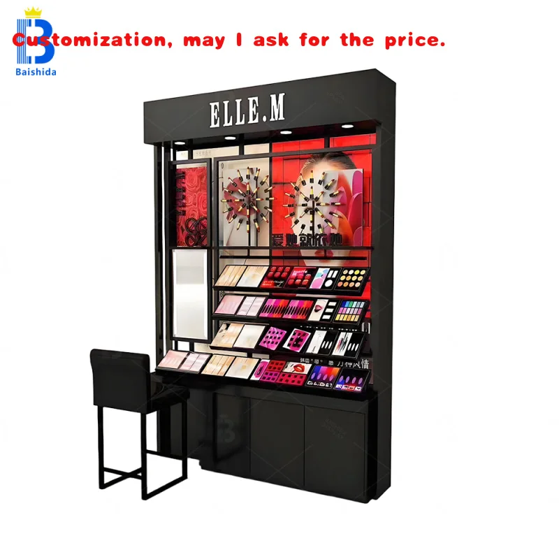 

custom.High-End Premium Wall-Mounted Cosmetics Display Rack with LED Lighting Beauty Store Skin Care Products Lipstick Cabinet S