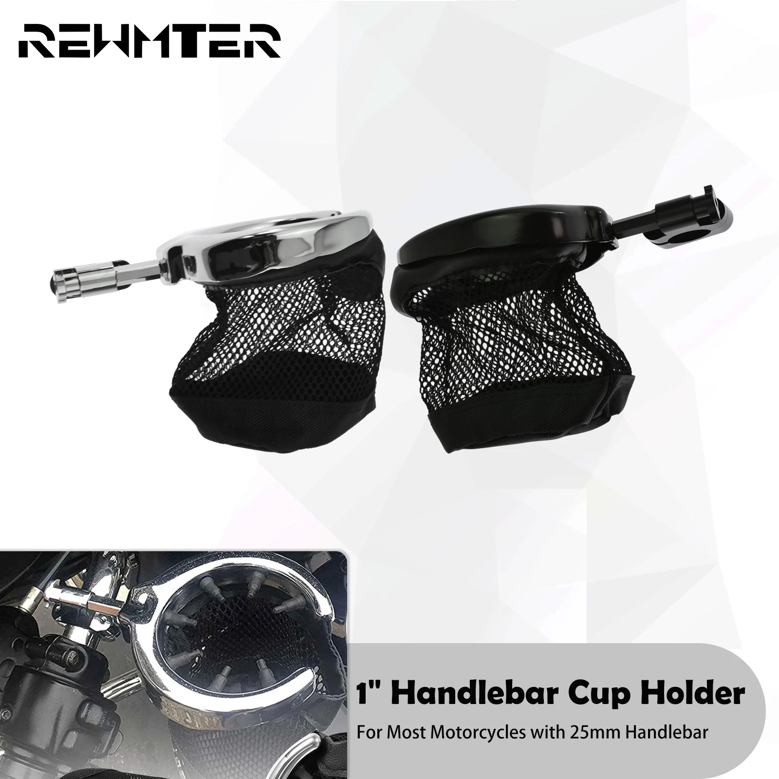 

Motorcycle 25mm Handlebar Cup Holder 1'' Handle Bar Mesh Drink Cup Holder For Harley Touring Softail Dyna Sportster XL 883 1200