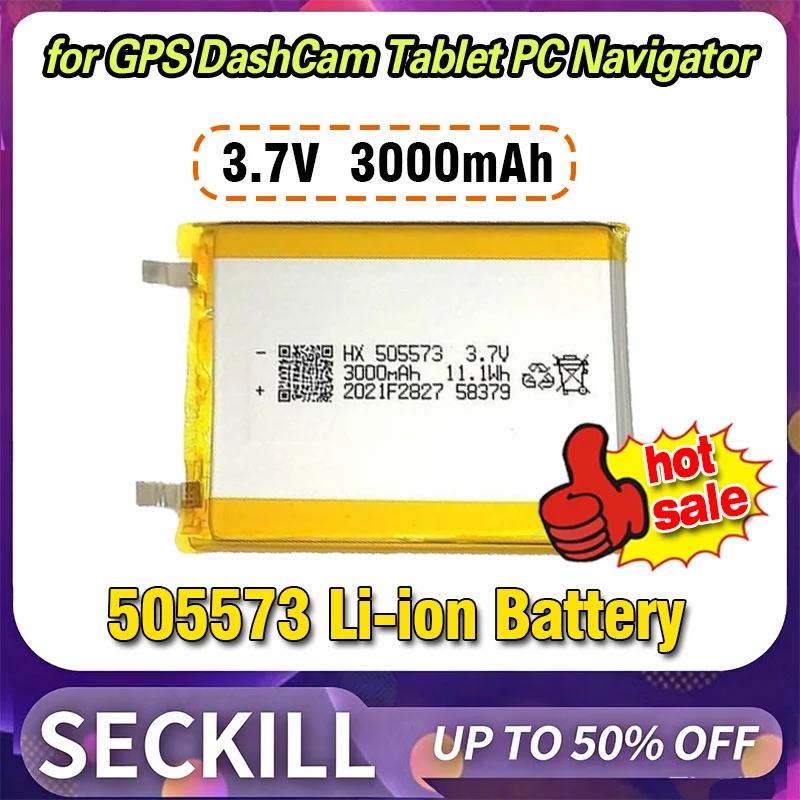 

1-10PCS 505573 3.7V 3000mAh Li-Polymer Li Lipo Battery for GPS DashCam Tablet PC Navigator Rechargeable Batteries