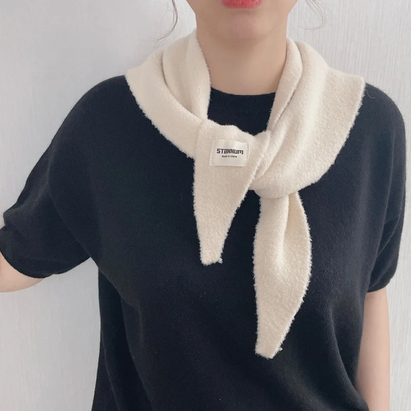 

Корейский стильный шарф из кроличьего меха в стиле Дондэмун, французский повседневный шарф для женщин, теплый шарф для осени и зимы.