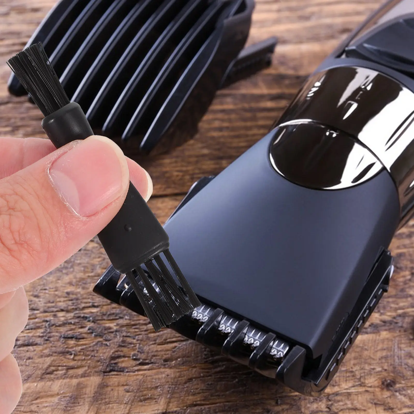 10Pcs Electric Shaver Cleaning Brush Dual Head Black Ergonomic Handle Men Grooming Razor Trimmer Cleaner Replacement Brush