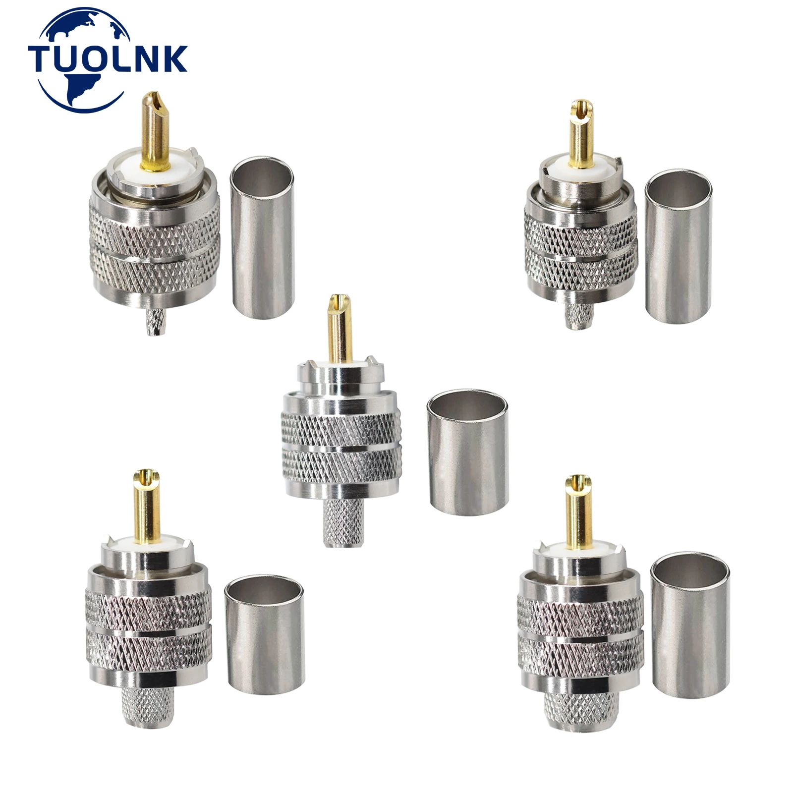 1 Stuks Uhf Connector Pl259 Mannelijke Plug Crimp Coax Adapter So239 PL-259 Rf Coaxiale Connector Voor Rg316 Rg58 L-MR240 5d-fb L-MR400