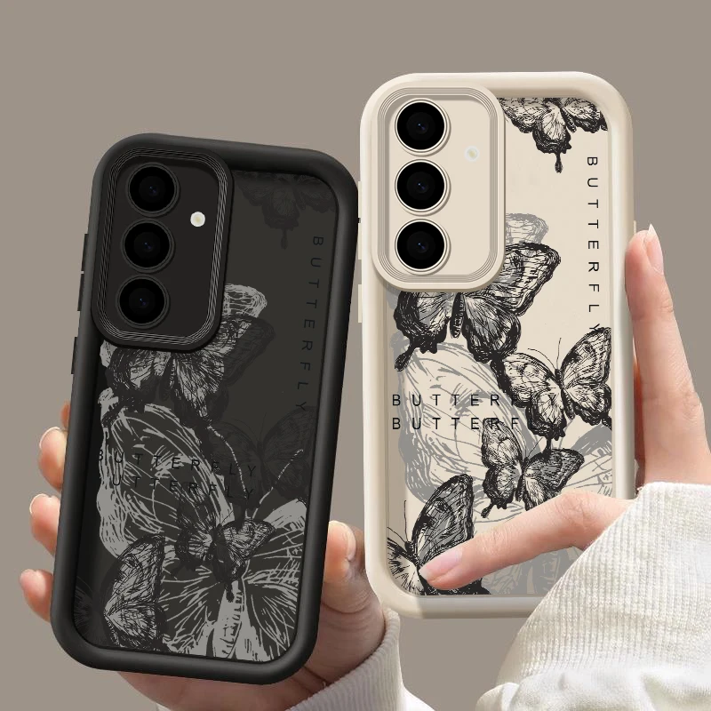 Ink Butterfly Case For Samsung Galaxy S26 S25 S24 S23 S22 Ultra S25 S24 FE S25 Edge A57 A37 A15 A36 A53 A54 A56 5G Phone Cover ﻿
